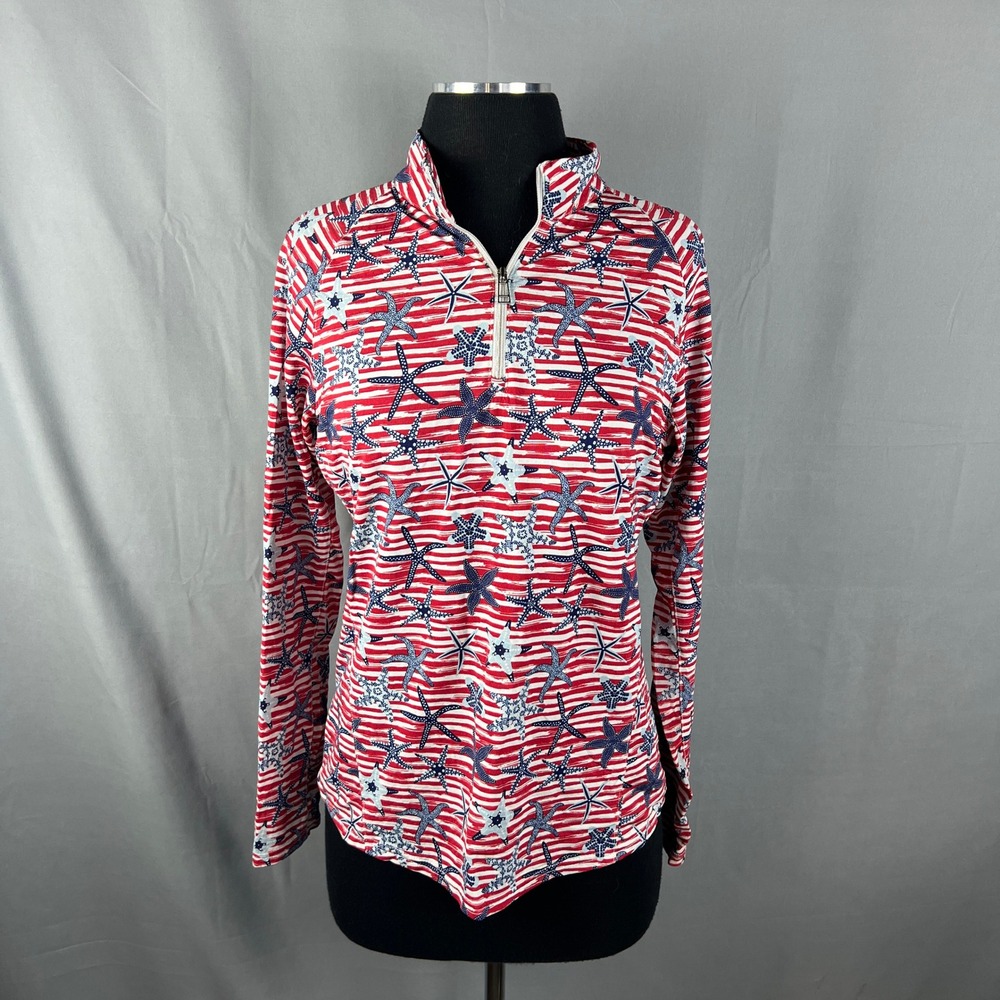 Sport Haley Athletic Top Womens M Multicolor Starfish Striped Performance Golf